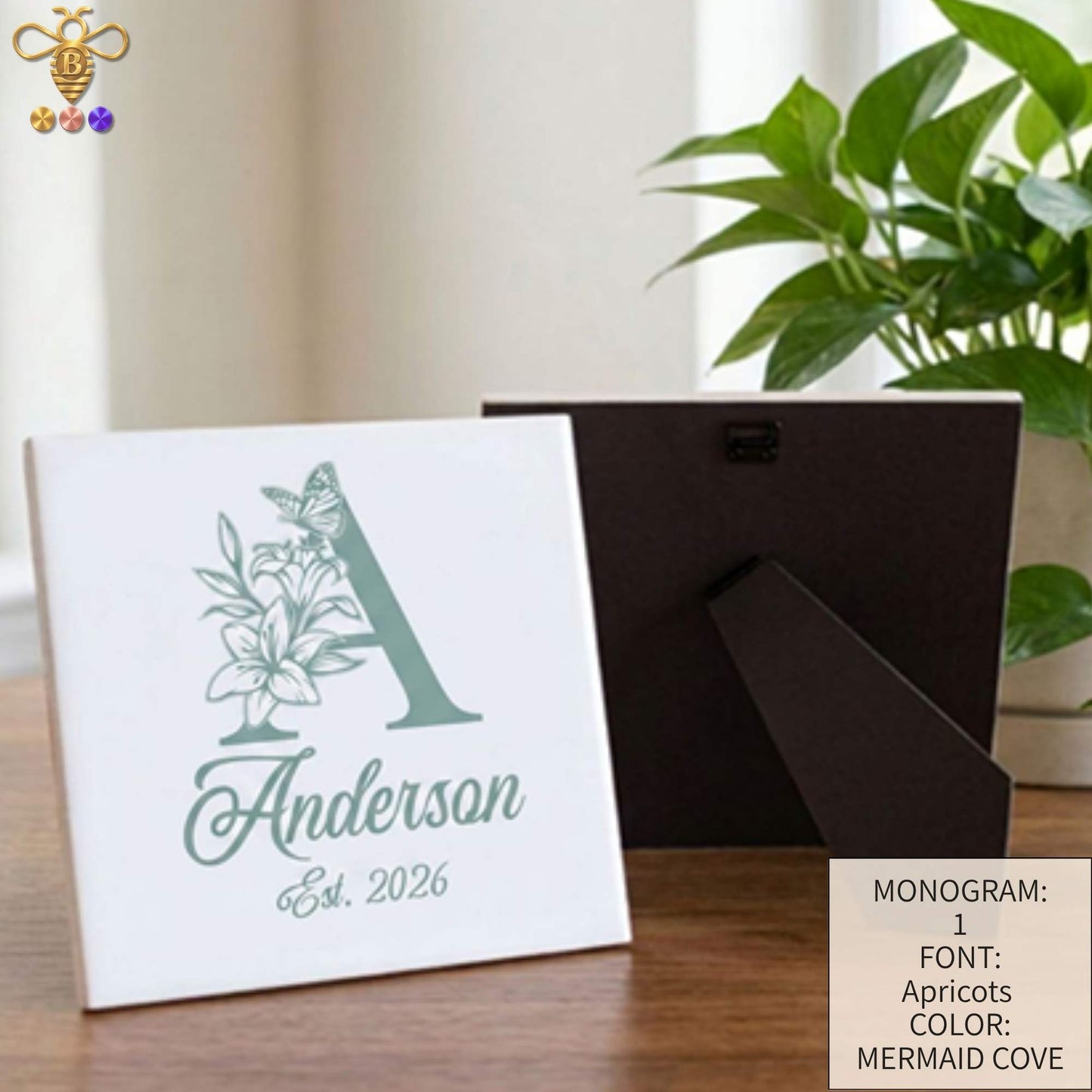 Monogram with Name & Est. Date – Tiles & Trivet (Choose Tile Type)