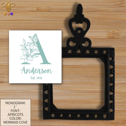 Monogram with Name & Est. Date – Tiles & Trivet (Choose Tile Type)