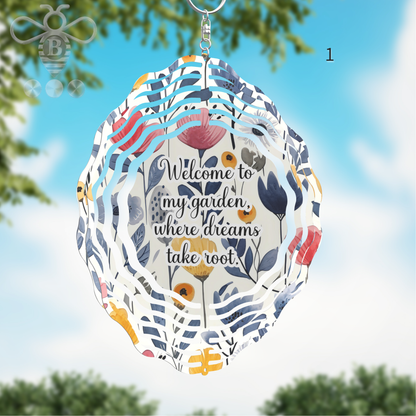 Custom Photo & Floral Wind Spinner – 8" Aluminum Personalized Gift
