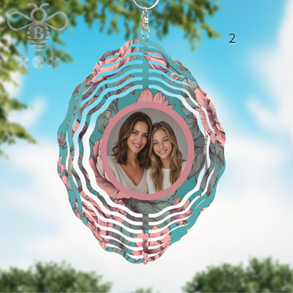 Custom Photo & Floral Wind Spinner – 8" Aluminum Personalized Gift