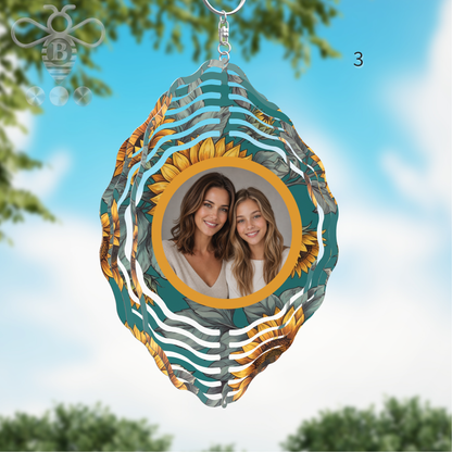Custom Photo & Floral Wind Spinner – 8" Aluminum Personalized Gift