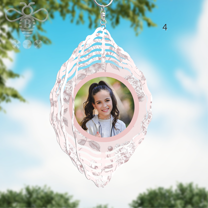 Custom Photo & Floral Wind Spinner – 8" Aluminum Personalized Gift