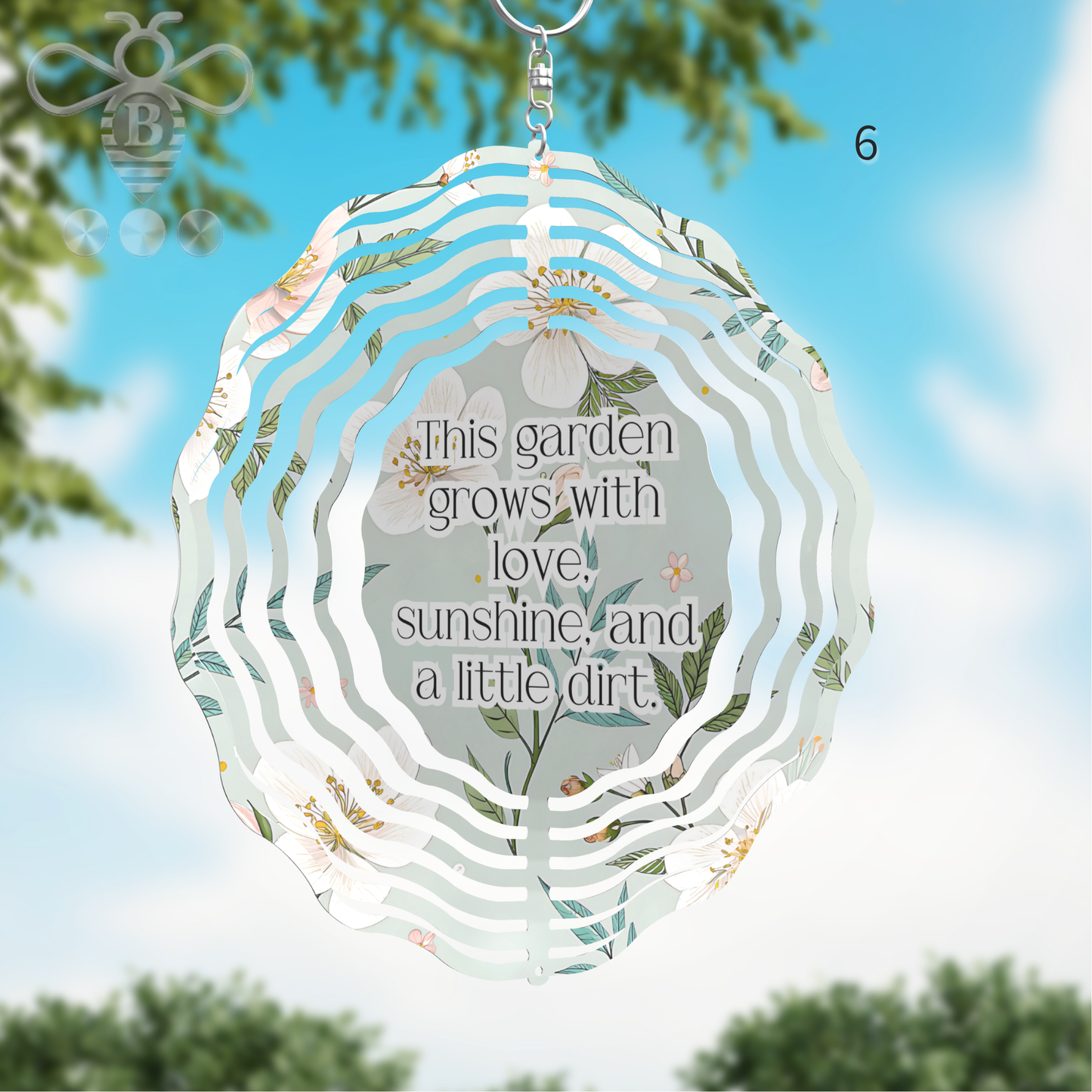 Custom Photo & Floral Wind Spinner – 8" Aluminum Personalized Gift