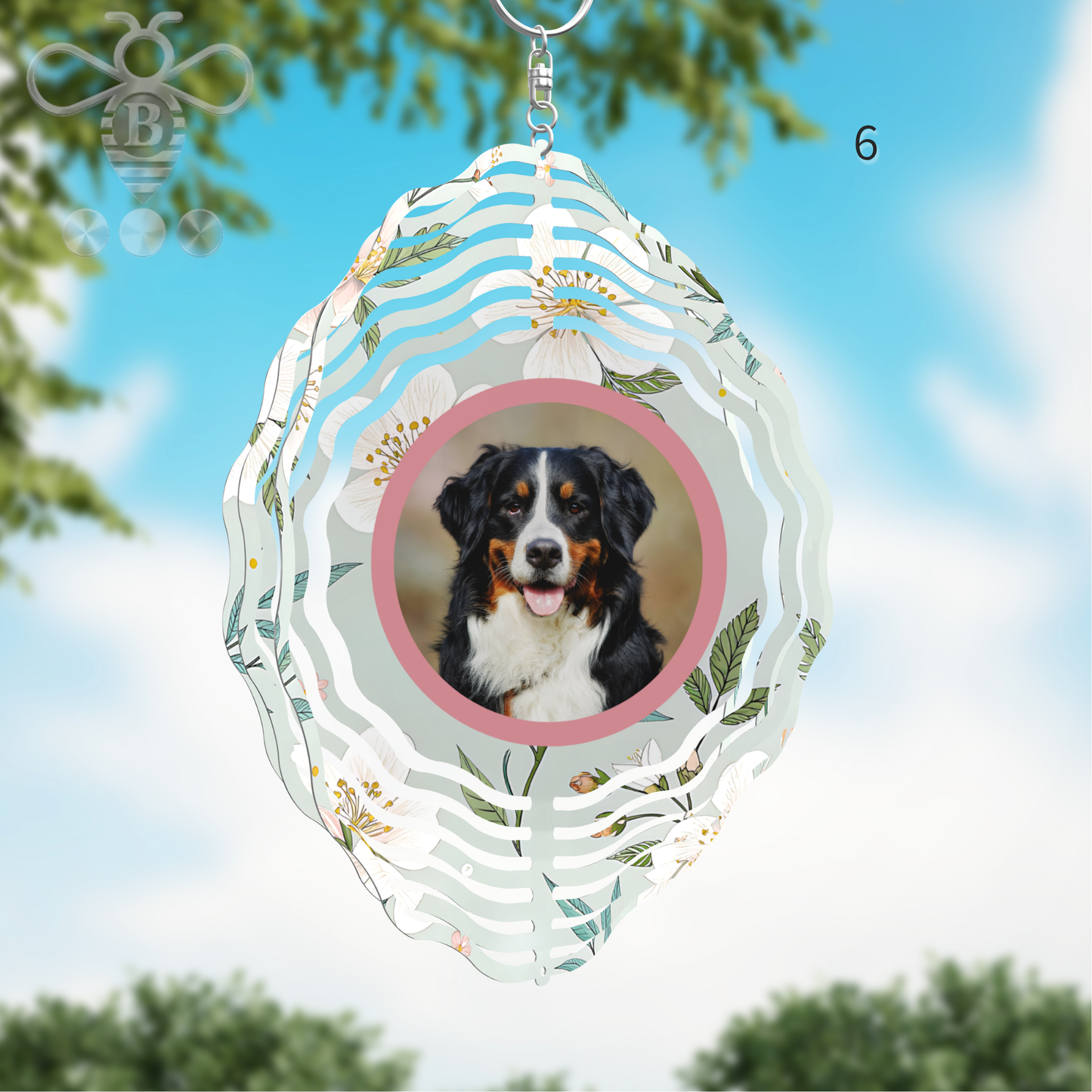 Custom Photo & Floral Wind Spinner – 8" Aluminum Personalized Gift