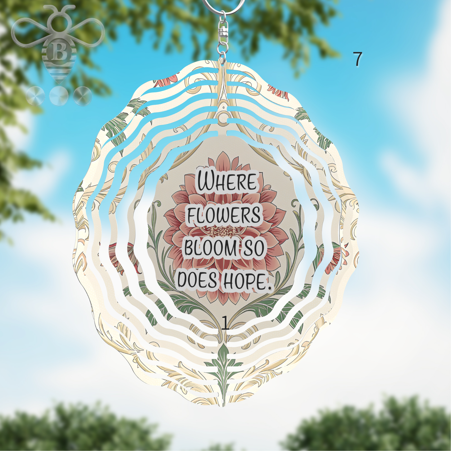 Custom Photo & Floral Wind Spinner – 8" Aluminum Personalized Gift