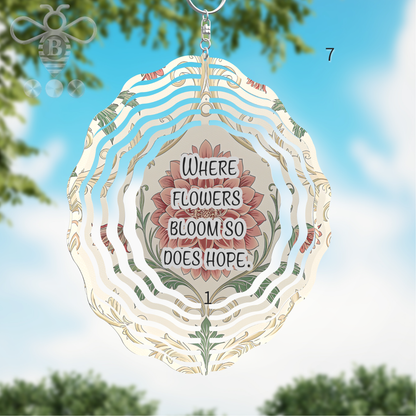 Custom Photo & Floral Wind Spinner – 8" Aluminum Personalized Gift