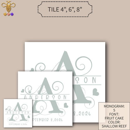 Monogram with Name & Est. Date – Tiles & Trivet (Choose Tile Type)
