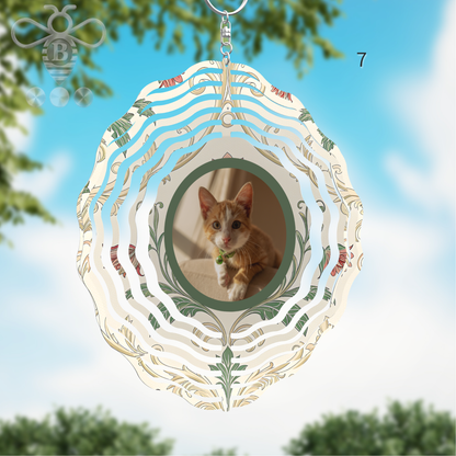 Custom Photo & Floral Wind Spinner – 8" Aluminum Personalized Gift