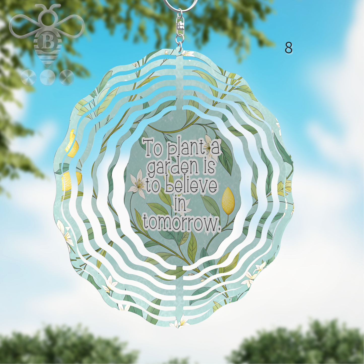 Custom Photo & Floral Wind Spinner – 8" Aluminum Personalized Gift