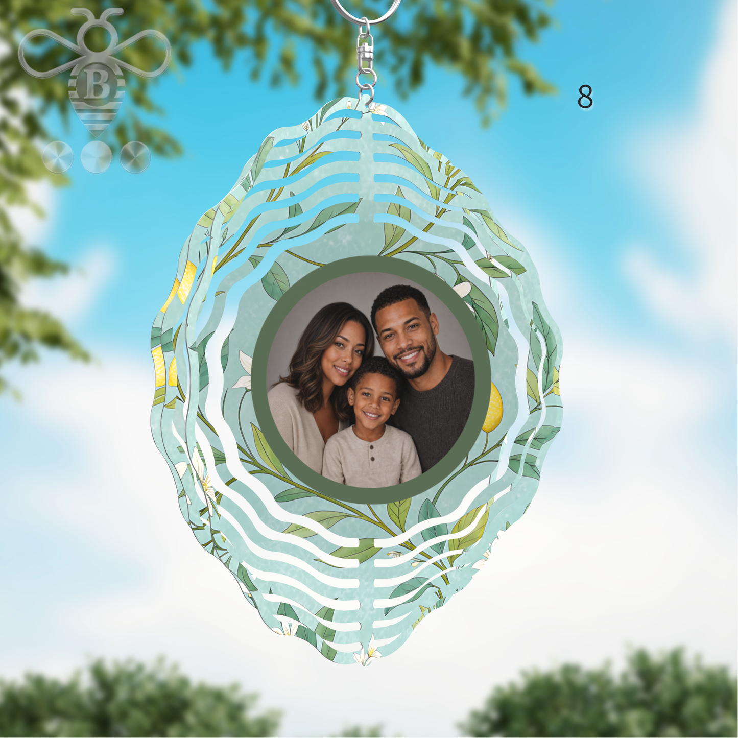 Custom Photo & Floral Wind Spinner – 8" Aluminum Personalized Gift