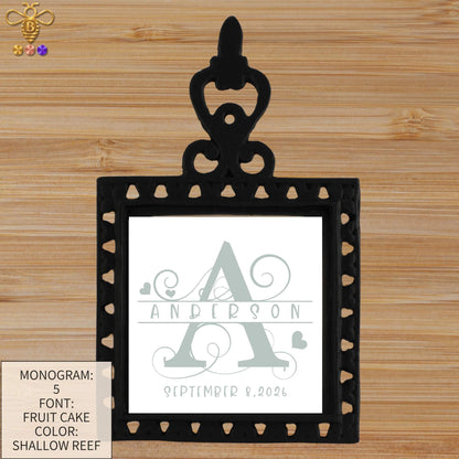 Monogram with Name & Est. Date – Tiles & Trivet (Choose Tile Type)