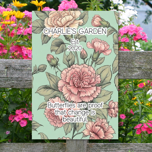 Personalized Aluminum Flower Garden Wall Sign –Name, Date & Quote