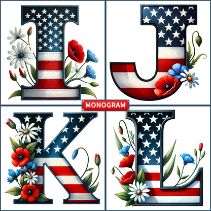 Patriotic Monogram Name & Est. Date Tile – 4x4, 6x6, 8x8 (Trivet & Display)