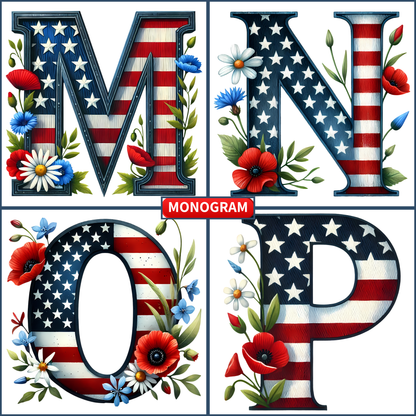 Patriotic Monogram Name & Est. Date Tile – 4x4, 6x6, 8x8 (Trivet & Display)