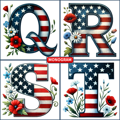 Patriotic Monogram Name & Est. Date Tile – 4x4, 6x6, 8x8 (Trivet & Display)