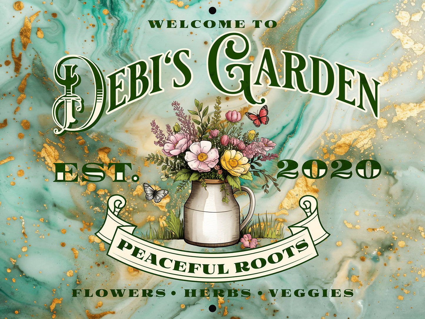 Personalized Aluminum Garden Wall Sign –Name & Date