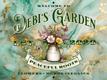 Personalized Aluminum Garden Wall Sign –Name & Date