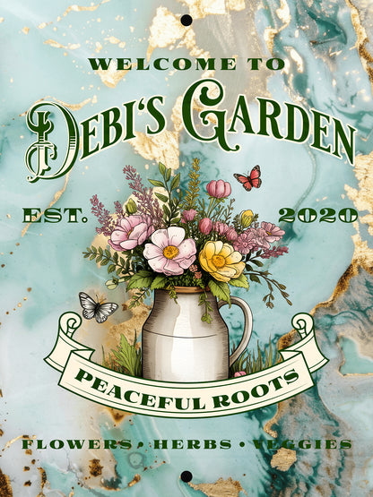 Personalized Aluminum Garden Wall Sign –Name & Date