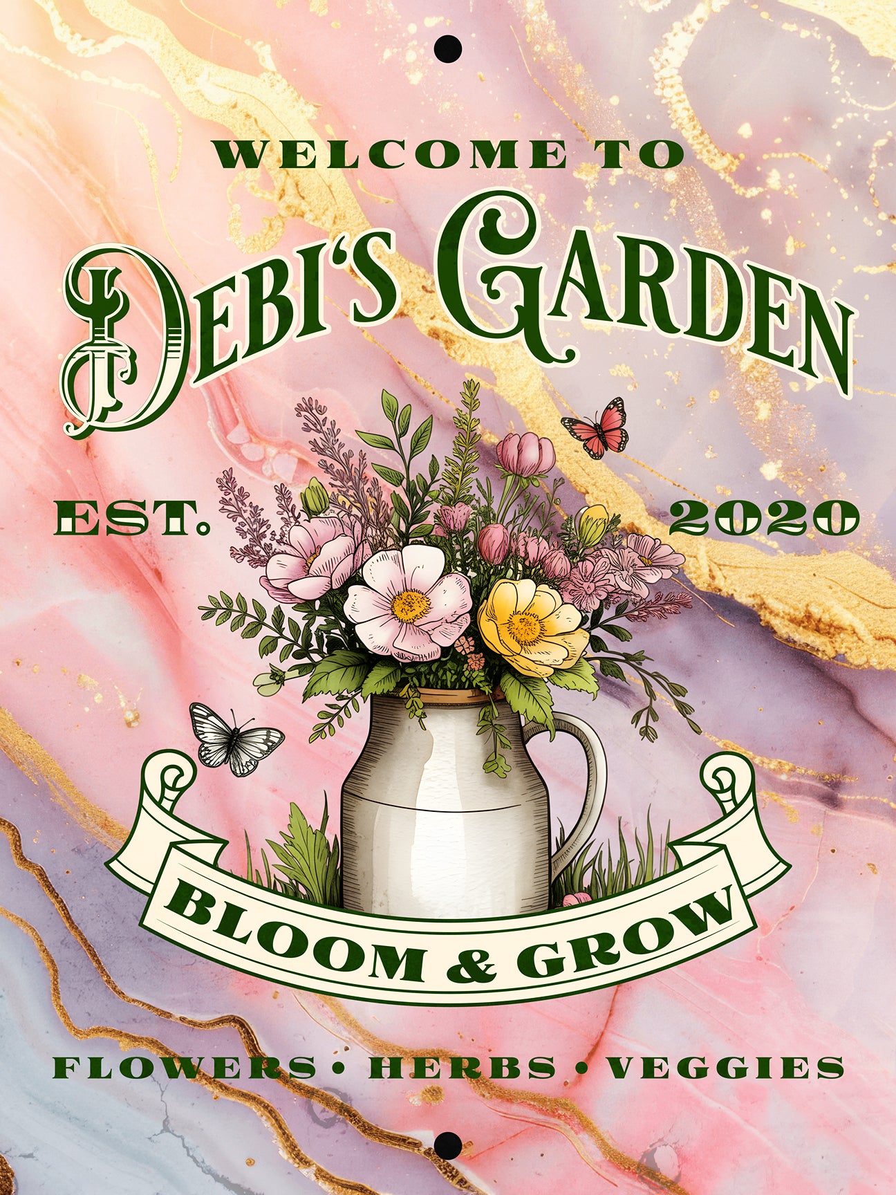 Personalized Aluminum Garden Wall Sign –Name & Date
