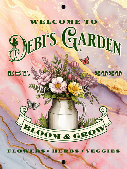 Personalized Aluminum Garden Wall Sign –Name & Date
