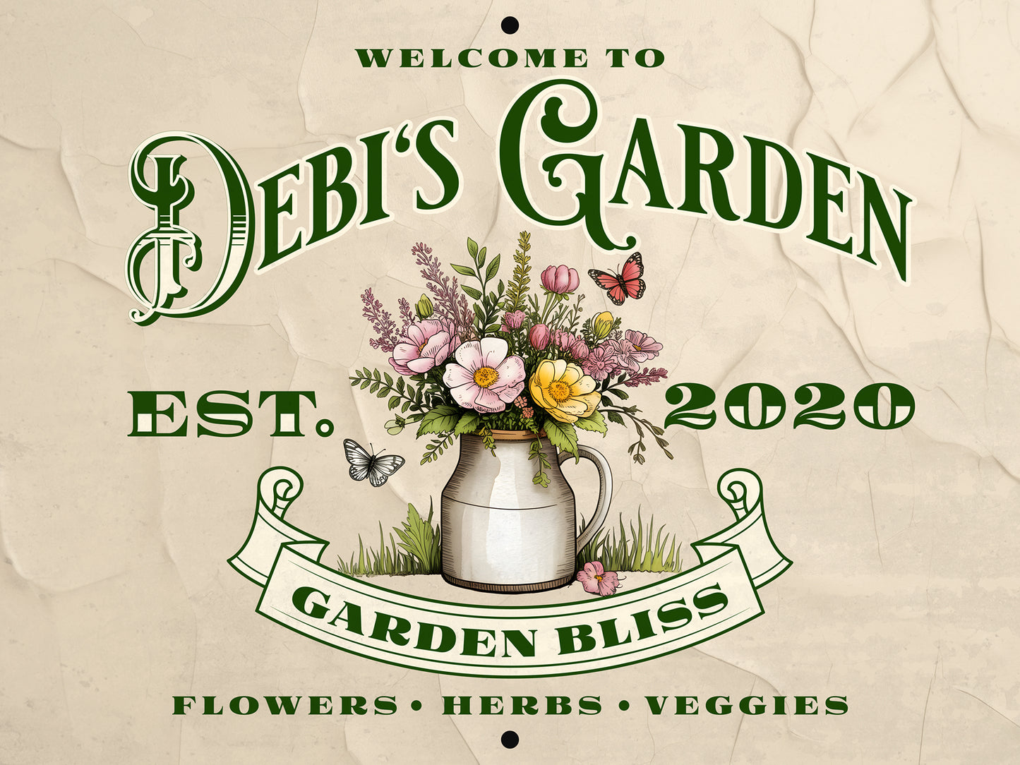 Personalized Aluminum Garden Wall Sign –Name & Date