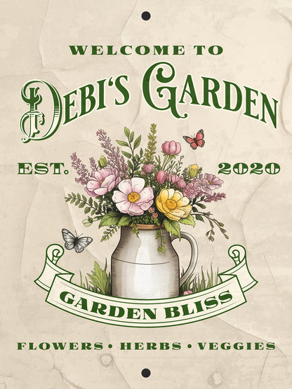 Personalized Aluminum Garden Wall Sign –Name & Date