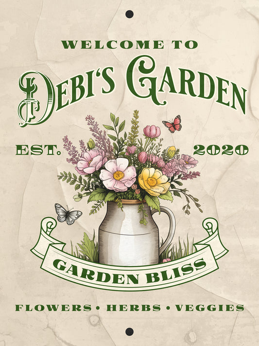 Personalized Aluminum Garden Wall Sign –Name & Date