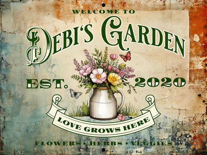Personalized Aluminum Garden Wall Sign –Name & Date