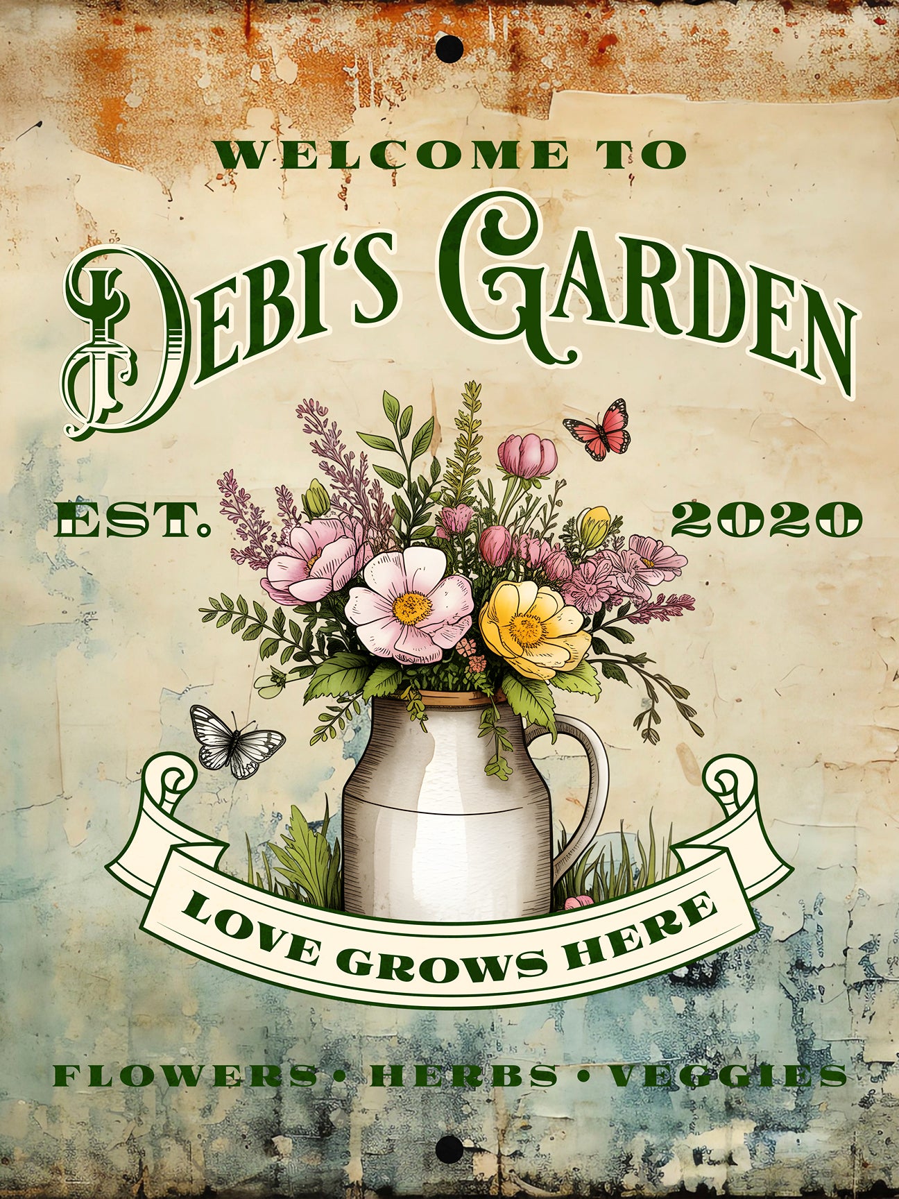 Personalized Aluminum Garden Wall Sign –Name & Date