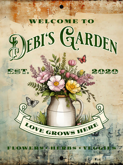 Personalized Aluminum Garden Wall Sign –Name & Date