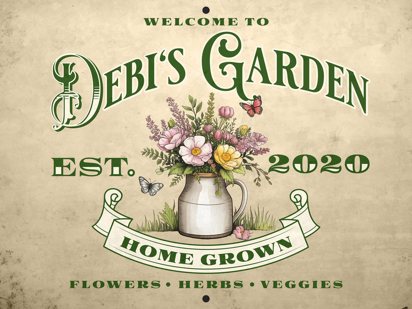 Personalized Aluminum Garden Wall Sign –Name & Date