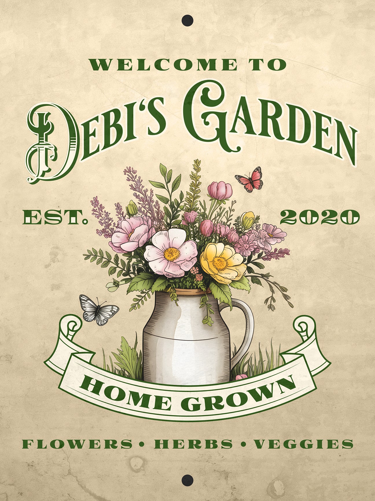 Personalized Aluminum Garden Wall Sign –Name & Date