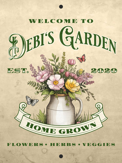 Personalized Aluminum Garden Wall Sign –Name & Date