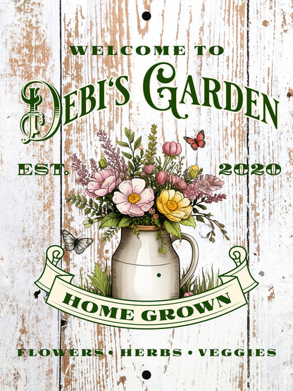 Personalized Aluminum Garden Wall Sign –Name & Date