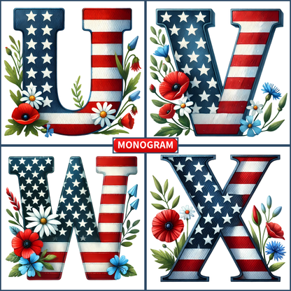 Patriotic Monogram Name & Est. Date Tile – 4x4, 6x6, 8x8 (Trivet & Display)