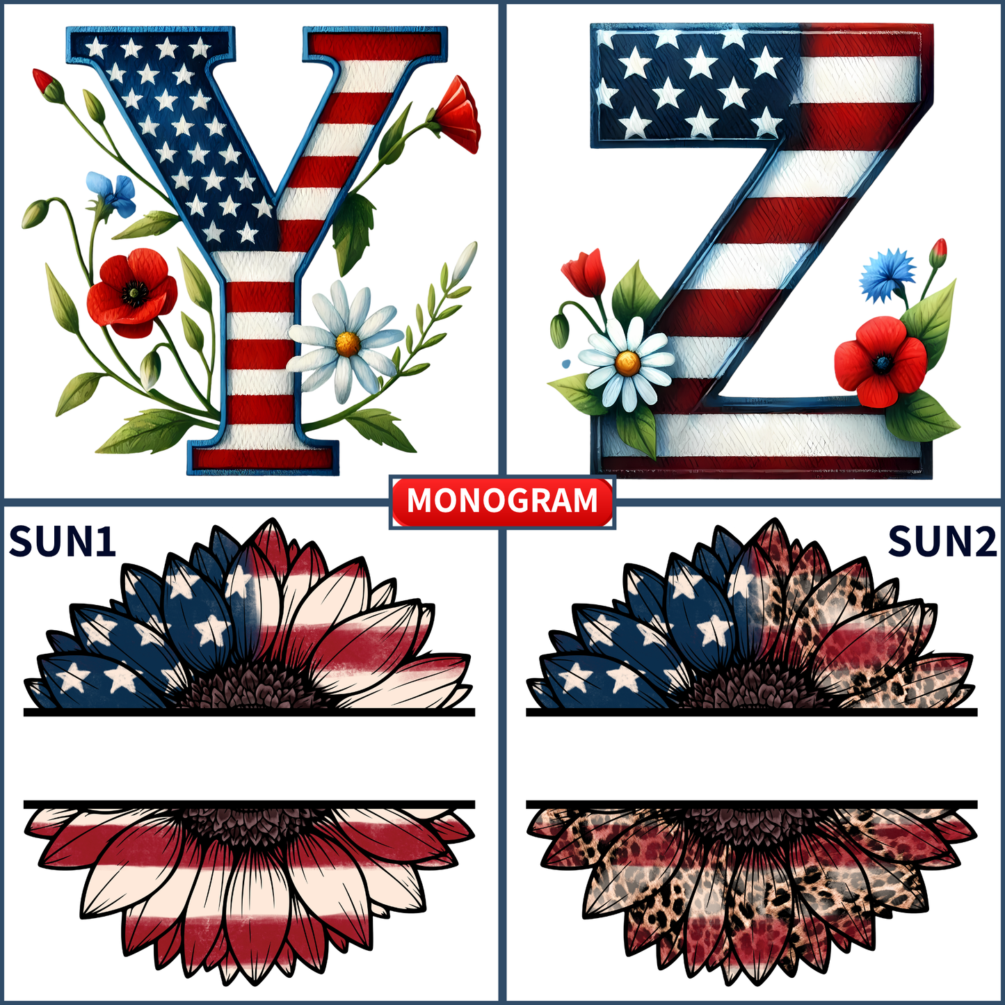 Patriotic Monogram Name & Est. Date Tile – 4x4, 6x6, 8x8 (Trivet & Display)