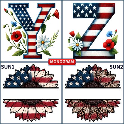 Patriotic Monogram Name & Est. Date Tile – 4x4, 6x6, 8x8 (Trivet & Display)