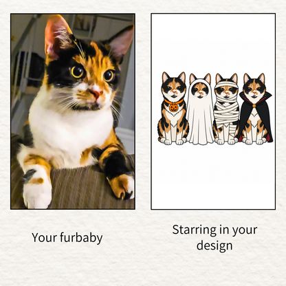 Custom Halloween Pillow Featuring Your Pet – 1–4 Pets, Mix & Match Costumes
