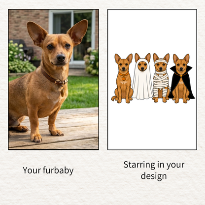 Custom Halloween Pillow Featuring Your Pet – 1–4 Pets, Mix & Match Costumes