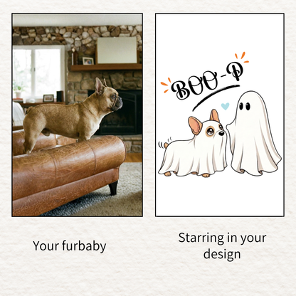 Custom Halloween Ghost Hoodie Sweatshirt Starring Your Pet – “Boo‑p” Design