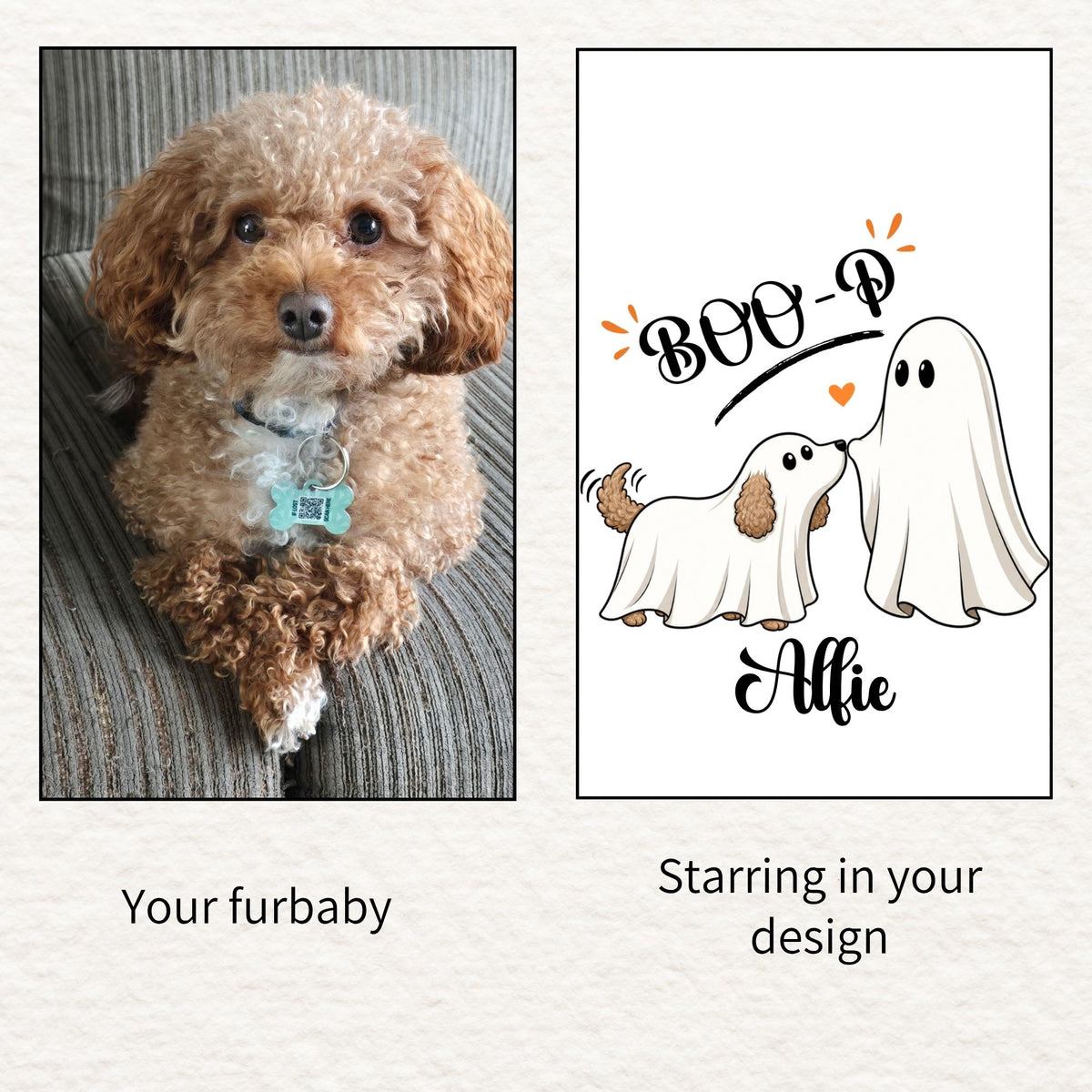 Custom Halloween Ghost Hoodie Sweatshirt Starring Your Pet – “Boo‑p” Design