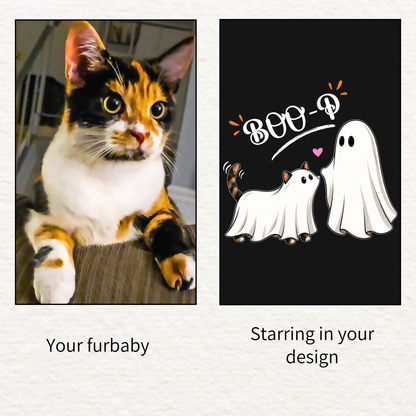 Custom Halloween Ghost Hoodie Sweatshirt Starring Your Pet – “Boo‑p” Design