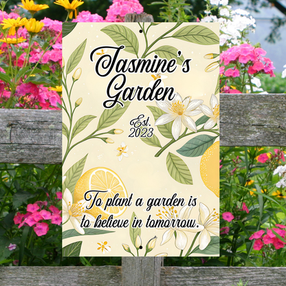 Personalized Aluminum Flower Garden Wall Sign –Name, Date & Quote