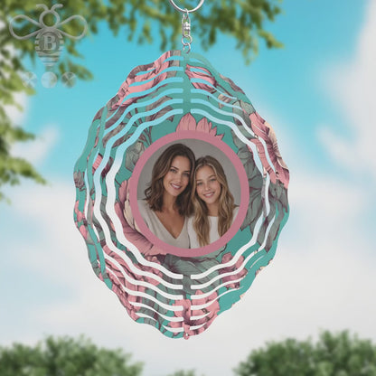 Custom Photo & Floral Wind Spinner – 8" Aluminum Personalized Gift