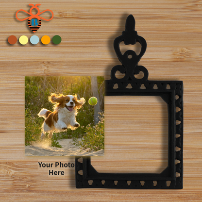 Personalized Interchangeable Photo Trivet – Cast Iron with Custom 4x4 Tile
