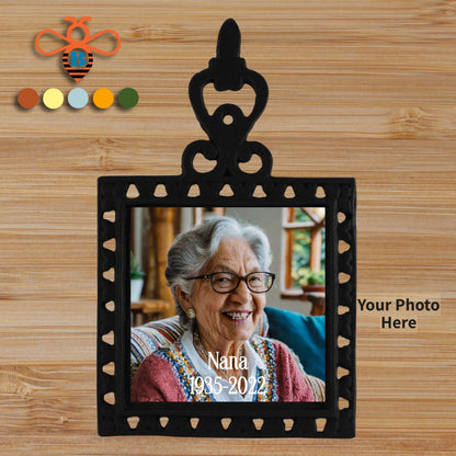 Personalized Interchangeable Photo Trivet – Cast Iron with Custom 4x4 Tile
