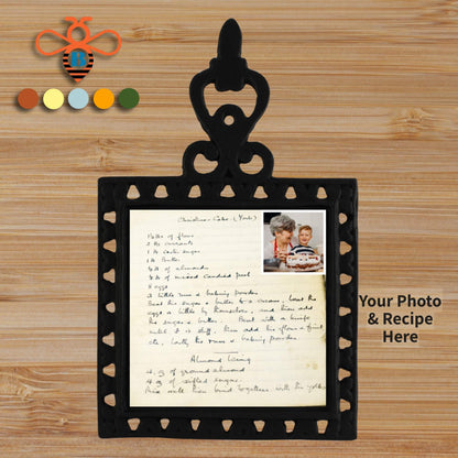 Personalized Interchangeable Photo Trivet – Cast Iron with Custom 4x4 Tile