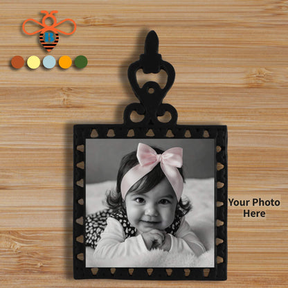 Personalized Interchangeable Photo Trivet – Cast Iron with Custom 4x4 Tile
