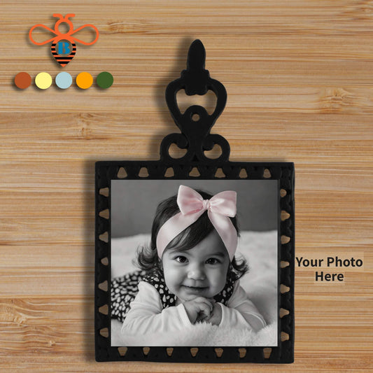 Personalized Interchangeable Photo Trivet – Cast Iron with Custom 4x4 Tile