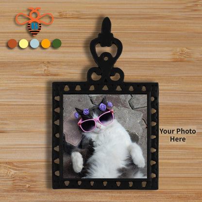 Personalized Interchangeable Photo Trivet – Cast Iron with Custom 4x4 Tile